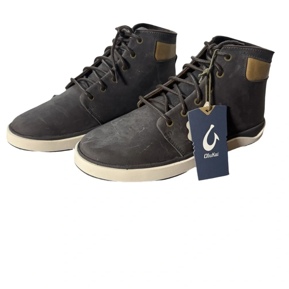 OluKai Men's Grey & Brown Chukka Boots NIB - Picture 6 of 13
